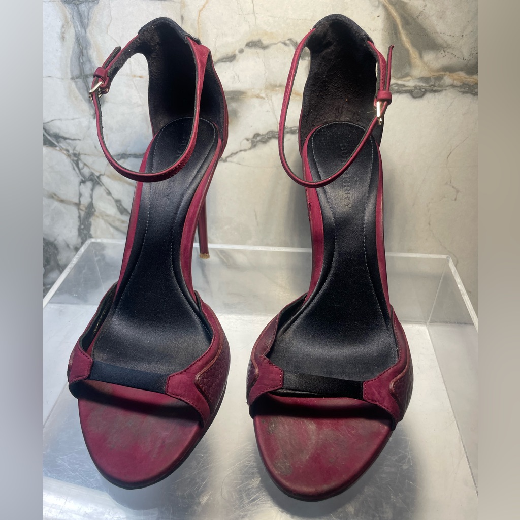 Burberry Bordeaux Berry Larks Pur Platform Sz 37.5 Made In Italy